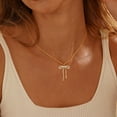 thumbnail image 2 of Gold Necklace for Women Trendy, Dainty Gold Bow Necklace 14K Gold Plated Necklace Cute Bow Pendant Necklace Simple CZ Bead Bow Chain Choker Necklaces for Women Gold Jewelry Christmas Gifts, 2 of 5
