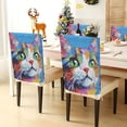 thumbnail image 3 of Decorative Chair Back Cover One Size x2 Chair Cover Dining Chair Slipcovers Chair Back Decoration Festival Chair Decoration Painting Cat, 3 of 6