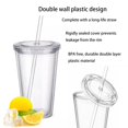 thumbnail image 4 of 16oz Plastic Straw Cup Insulated Double Wall Transparent Cold Drink Cup 500ml, 4 of 5