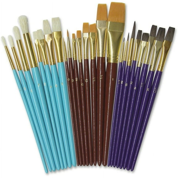Creativity Street Deluxe Brush Assortment - 24 Brush(es) Natural Wood - Aluminum Ferrule | Bundle of 2 Sets