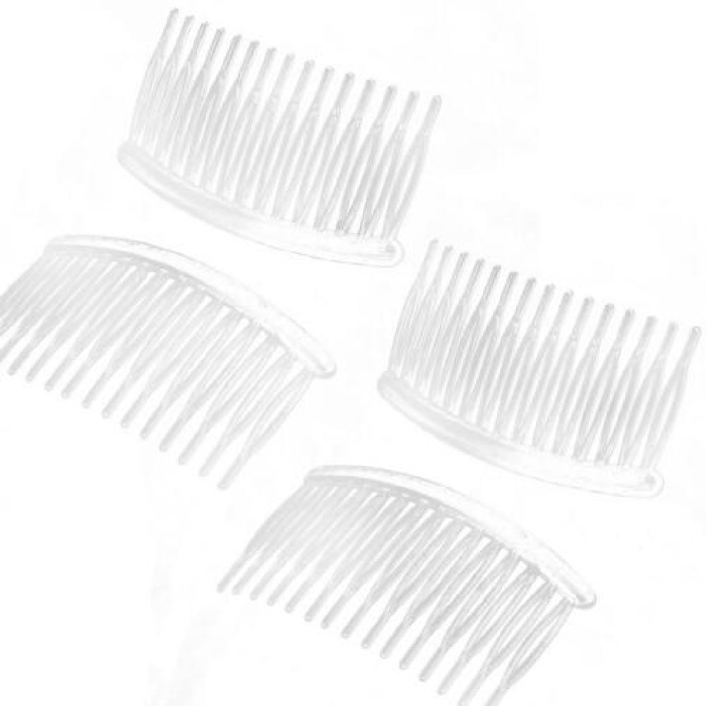 Women Lady Plastic 15 Teeth Hair Comb Clip DIY Material Accessories Clear 4  Pcs 