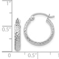thumbnail image 4 of 14K White Gold Diamond-cut 2.8x15mm Hollow Hoop Earrings 14k White Gold Earrings, 4 of 4
