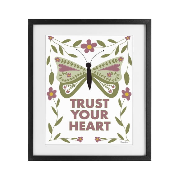 Stupell Industries Trust Your Heart Symmetrical Black Framed Print Under Glass, design by Susan Ball