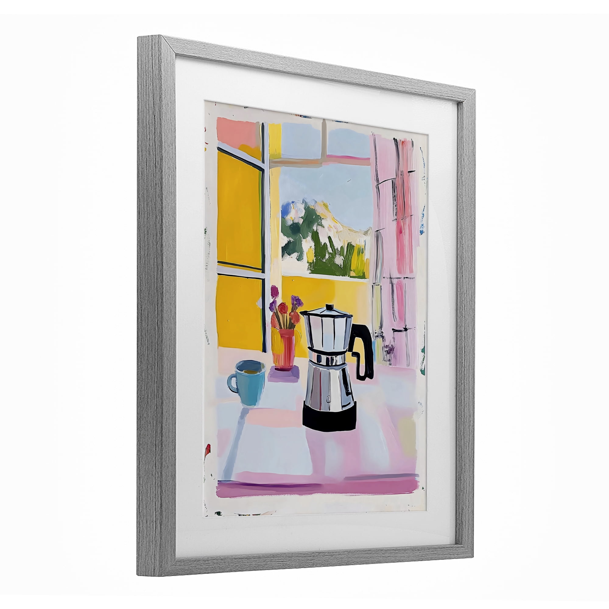Stupell Industries Italian Moka Pot Kitchen Gray Framed Print Under Glass, design by The Prints Vibe