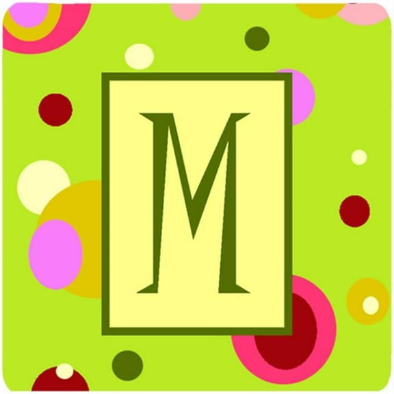 Monogram - Green Foam Coasters Initial Letter M, Set Of 4