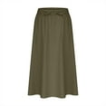 thumbnail image 5 of LOVZFMLL Midi Skirts for Women Drawstring Elastic Waist Casual Solid Skirts with Pockets Beach Vacation Clothes for Women Army Green S, 5 of 6