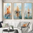 thumbnail image 1 of Designart "Watercolor Sails Sailboat" Nautical & Beach Framed Wall Art Set Of 3 - Multi-Color Boat Sailing Frame Gallery Set For Office Decor, 1 of 6