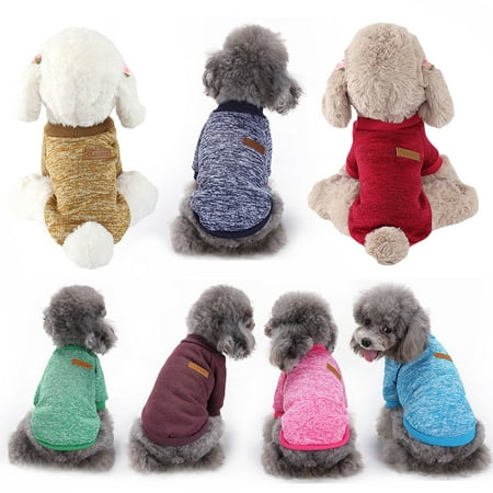 Naierhg Winter Warm Woolen Yarn Knit Dog Cats Sweater Pullover Jacket Coat Pet Clothes Khaki