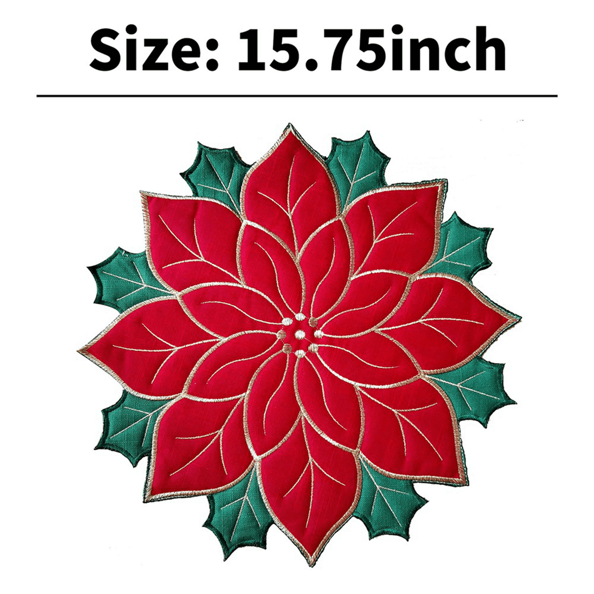8X Holiday Christmas Embroidered Placemats Applique Poinsettia Placemats Christmas Flower Placemat A