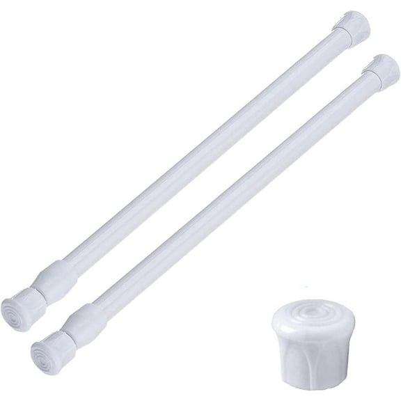 2 Pack Spring Tension Curtain Rods 16 to 28 inches Adjustable,Heavy Duty Small Short Tension Curtain Rod for Windows, Closet, Bathroom, Kitchen, Doorway, Cupboard Bars(White)