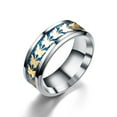 thumbnail image 1 of Moda hombres mujeres fresco titanio acero anillo de dedo decoración anillo accesorios azul oro 12, 1 of 2