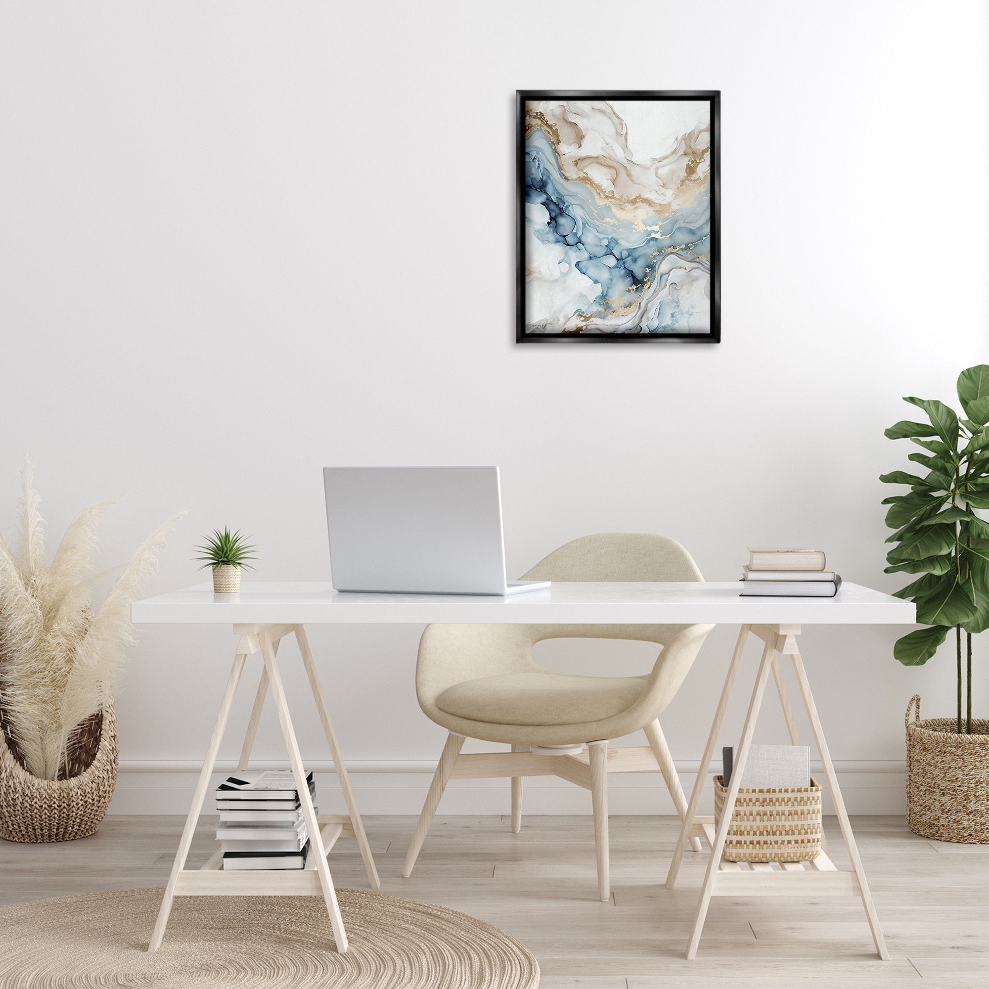 Stupell Industries Chic Geode Pattern Abstract Painting Black Floater Framed Canvas Art Print Wall Art, 17 x 21