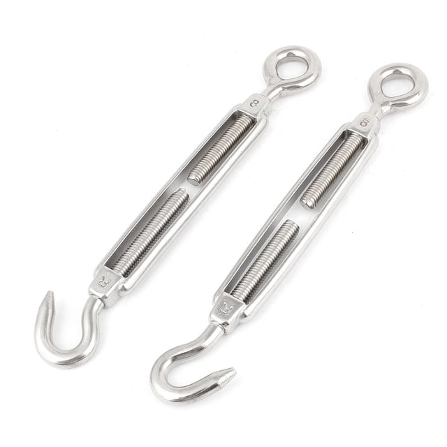 Gancho de ojo de acero inoxidable roscado M8 de 8 mm tipo tensor de fundición de 7.5" de largo 2 piezas