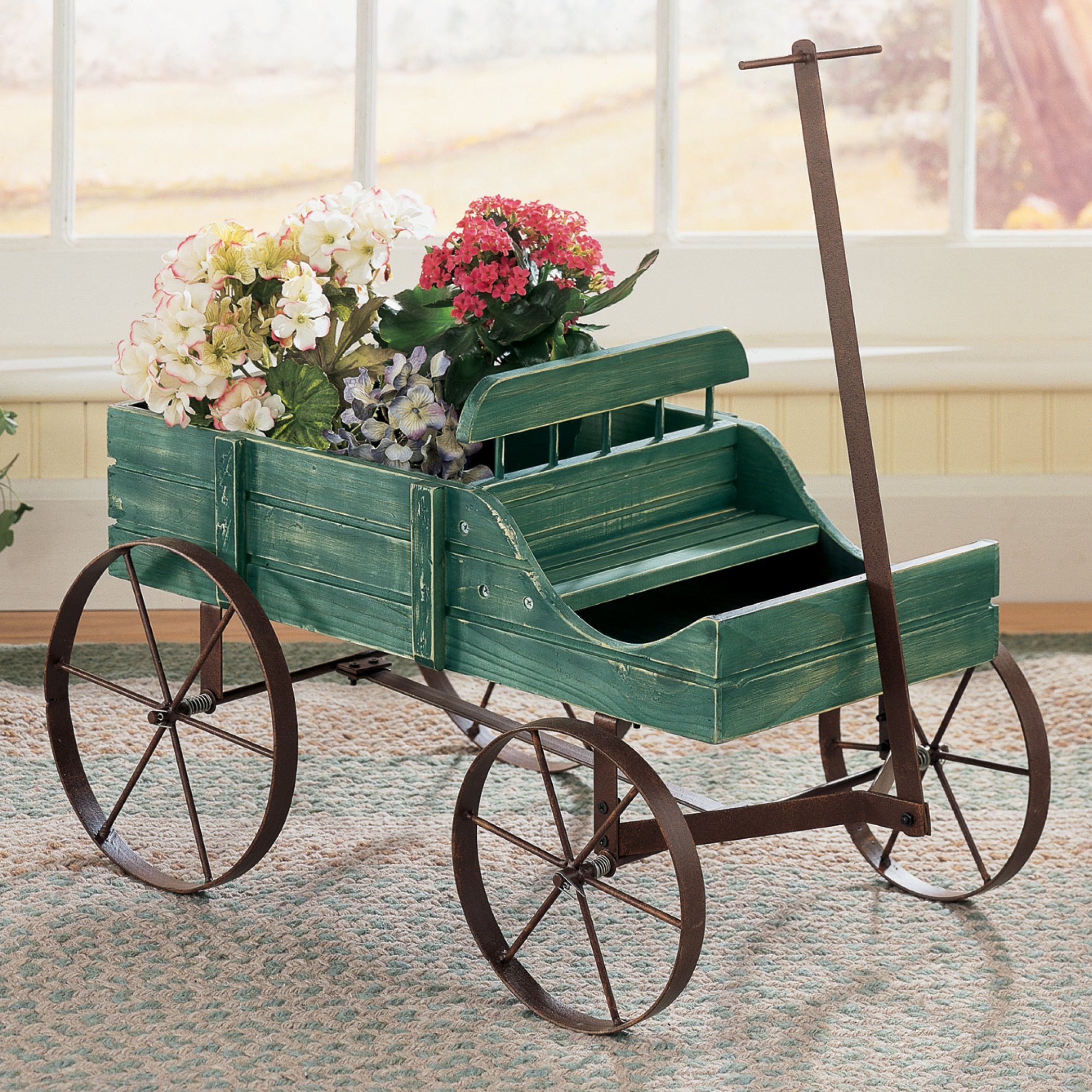 Collections Etc Amish Wagon Indoor/Outdoor Decorative Planter - Green - image 3 of 4