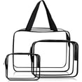 thumbnail image 1 of Cosmetiqueras Transparentes PVC 3 Piezas, Neceser de Aseo con Cierre Impermeable, Bolsa de Cosmético Portátil, TSA Necesers de Viaje para Mujer y Hombre, Bolsa de Maquillaje para Avion, Baño, Nadar, 1 of 4