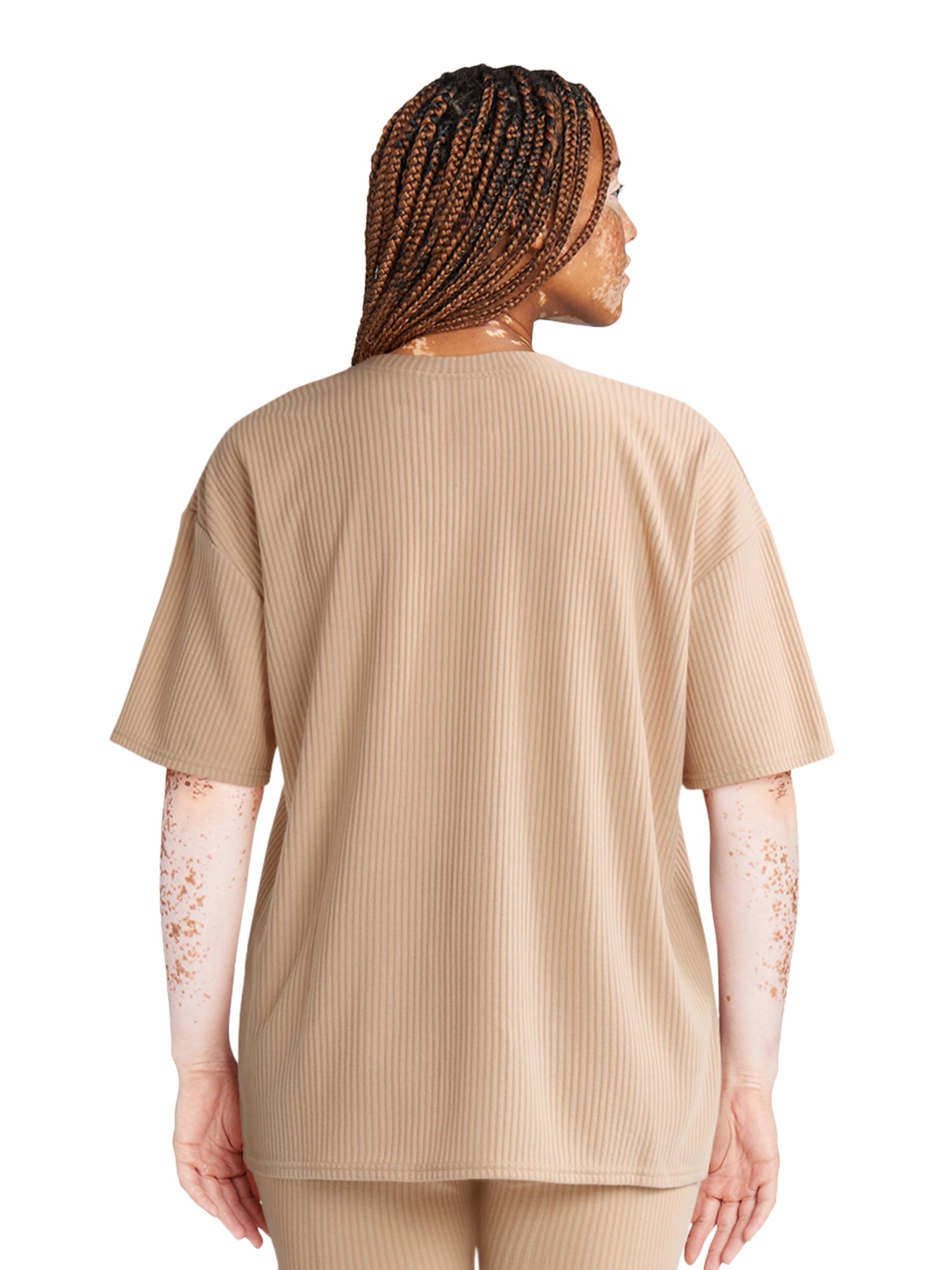 Lissome Women's and Women’s Plus Oversized Knit Tee and Bike Shorts Lounge Set, 2-Piece, Sizes S-4X