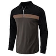 thumbnail image 4 of Hanerdun Men Polo Shirts Male Pullover Zipper Long Sleeves T-Shirt Dark Gray 2XL, 4 of 5