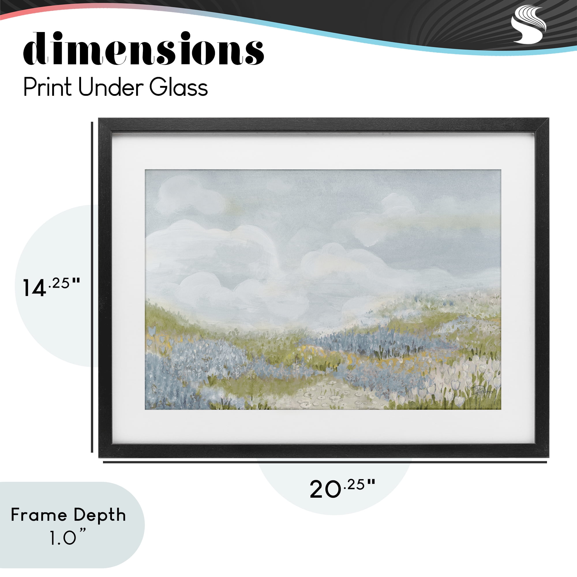 Stupell Industries Blue Floral Meadow Black Framed Print Under Glass, design by Patricia Pinto