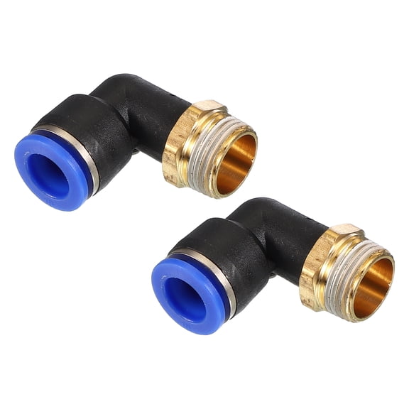 Uxcell 3/8" Push to Connect Fitting 2 Pack PT Male Thread 90 Degree Connect 10mm Tubing Elbow Adapter