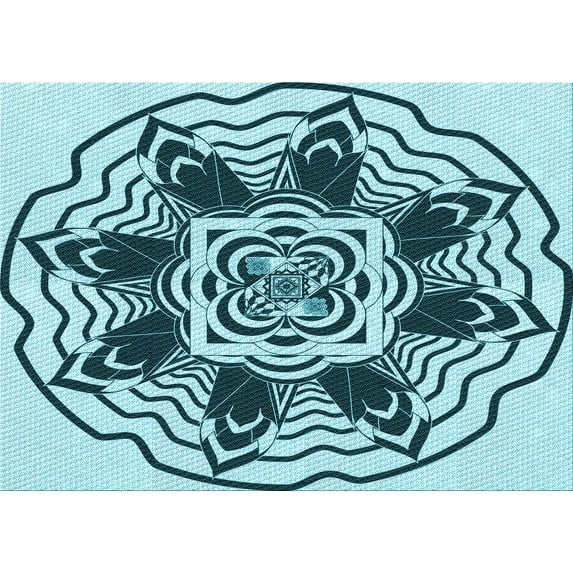 Ahgly Company Machine Washable Indoor Rectangle Transitional Teal Green Area Rugs, 3' x 5'