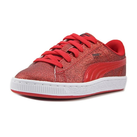 Puma Basket Holiday Glitz Casual Juniors Shoe Size 7, Color: Red