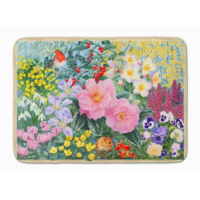 Winter Floral by Anne Searle Machine Washable Memory Foam Mat