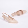 thumbnail image 2 of Zhabtuc Women's Classic Nude Pointed Toe Comfortable Kitten Heel Pumps - Slingback, Adjustable Ankle Strap, Perfect for Work, 2 of 6