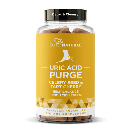 Eu Natural Purge Uric Acid Flush – Detox & Cleanse with Celery Seed Extract, Tart Cherry & Chanca Piedra for Joint Support & Mobility – 60 Veg Capsules