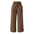 thumbnail image 4 of Pantalones anchos de cintura alta para mujer: elásticos, de color liso, con bolsillos y cinturón, para llevar a diario de forma informal. Tallas: M-XXXL., 4 of 5