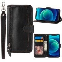 Nalacover for Samsung Galaxy A54 5G Wallet Case,Luxury Premium PU Leather and Soft TPU Shockproof Magnetic Closure Zipper Flip Kickstand Card Slots with Detachable Wrist Strap Phone Cover.Black