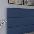 thumbnail image 4 of Skyline Decor Upholstered Faux Leather Tri-Panel Channel Headboard Platform Bed Frame, King, Blue, 4 of 5