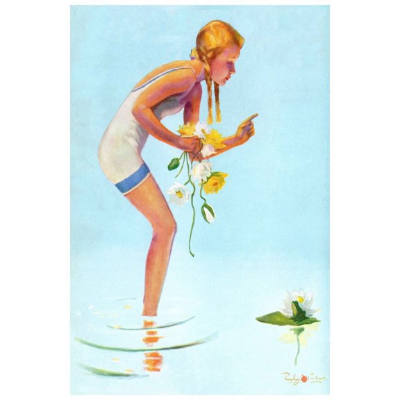 Marmont Hill "Girl with Flowers" by Curtis Painting Print on Canvas