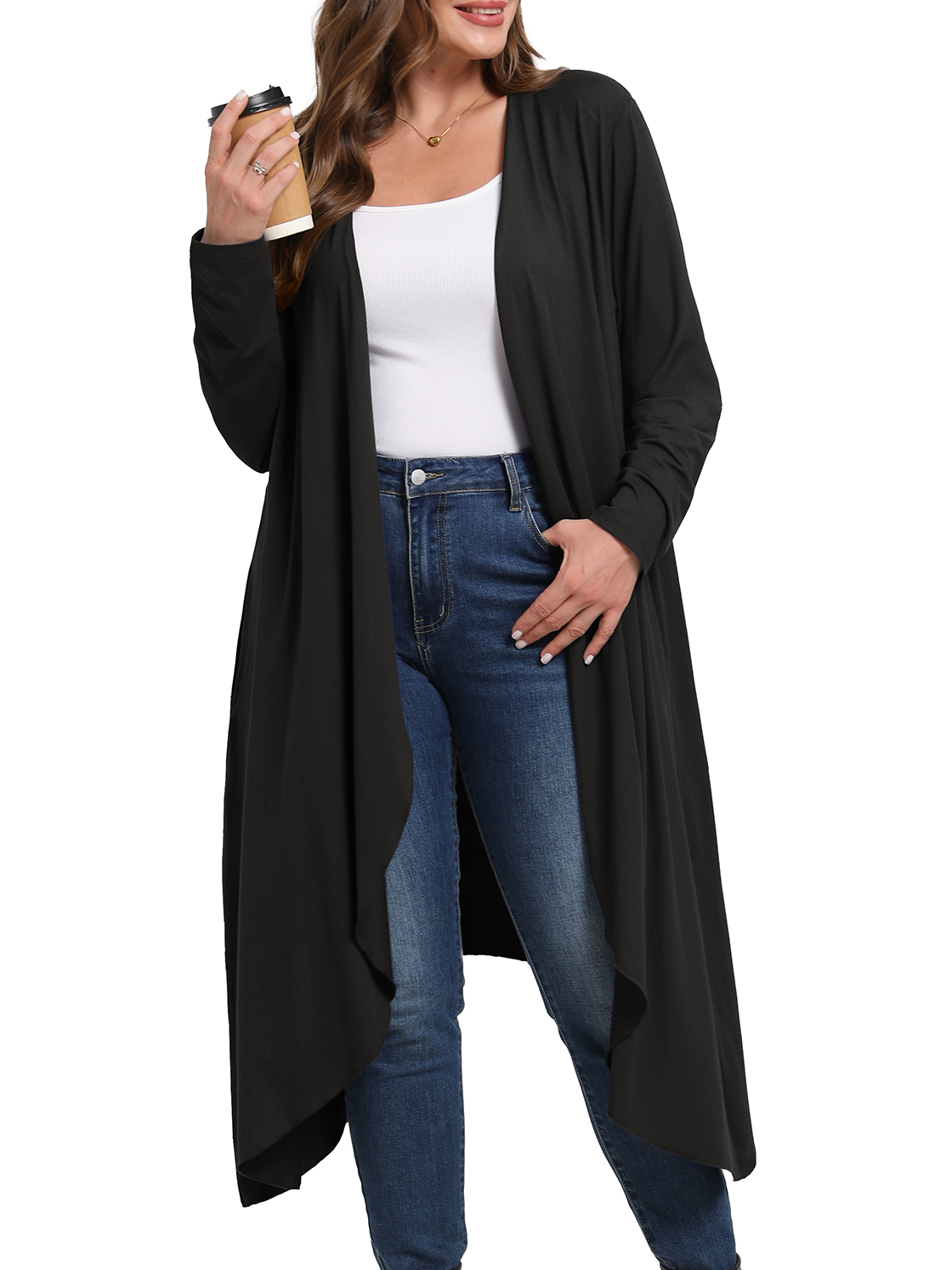 Cueply Women's Plus Size Lightweight Long Cardigan Sweater photo 6