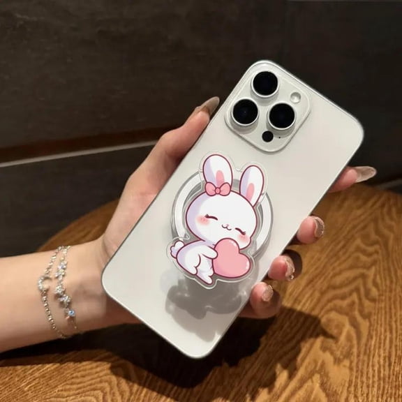 Kawaii Bunny Holding Heart Magsafe Phone Grip - Magnetic & Stand - Perfect Valentine's Day Gift for Her