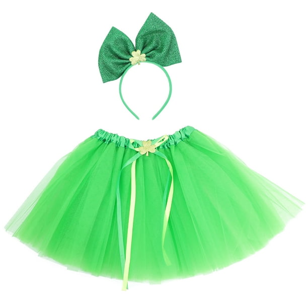 KAKOWELY 1 juego de disfraz para el Día de San Patricio, accesorios para fiesta infantil, diadema con lazo y falda tutú