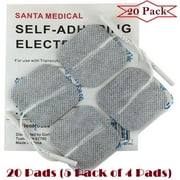 Santamedical 20 White 2" X 2" Re-Usable Carbon Electrode Pads with Premium Gel - Satisfaction Guaranteed