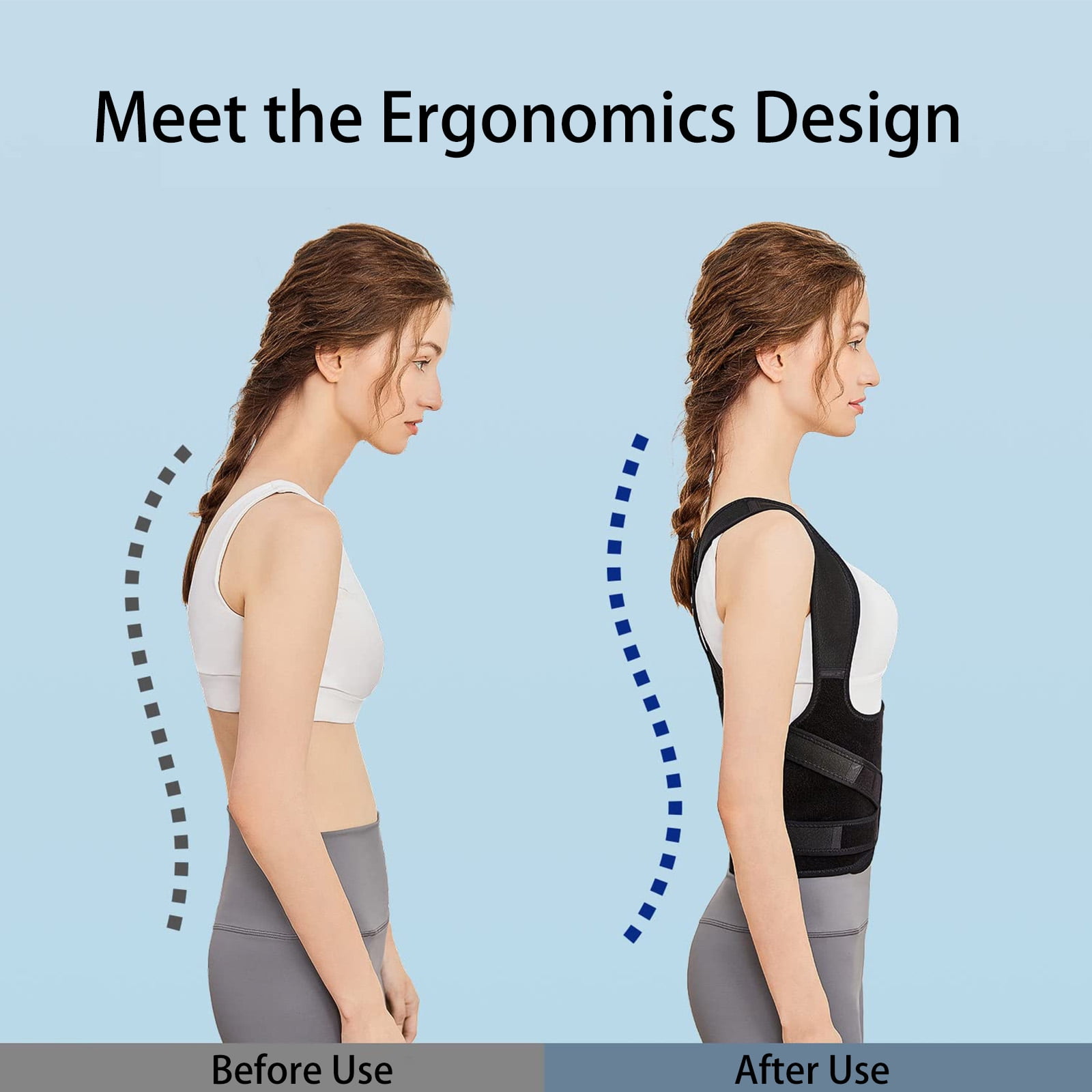 Posture Corrector for Women,Invisible Wear Back Brace,Unisex Design Shoulder Brace,Black,S