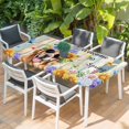 thumbnail image 2 of Spring Dog Table Cloths for 4 Foot Rectangle Tables, Retro Watercolor Botanical Floral Sunflower Patio Waterproof Elastic Fitted Tablecloths, Washable Rectangular Table Cover for Camping, 2 of 8