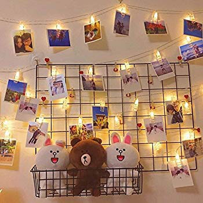 Jokmae home 40 led photo clips string lights - 8 modes wall hanging  clothespin picture display peg