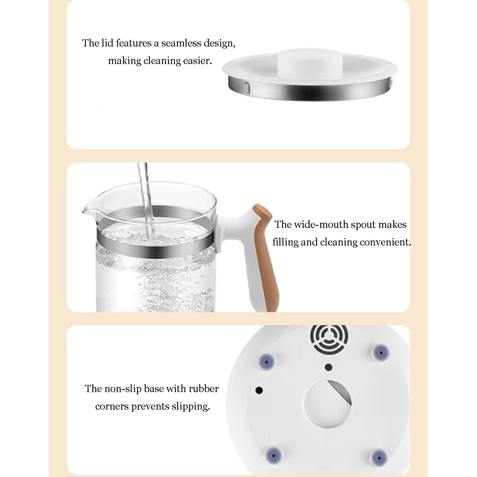 Glass Electric Kettle, 1.3L Capacity, Multi-function Insulation Soup Kettle, Split Intelligent Tea Maker for Tea, Hot Water and More