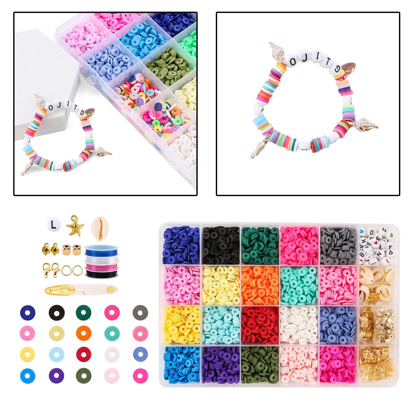 Milageto Clay Beads 6mm Mixed Color Loose Beads DIY Jewelry Accs 24 Grid Letter Bead