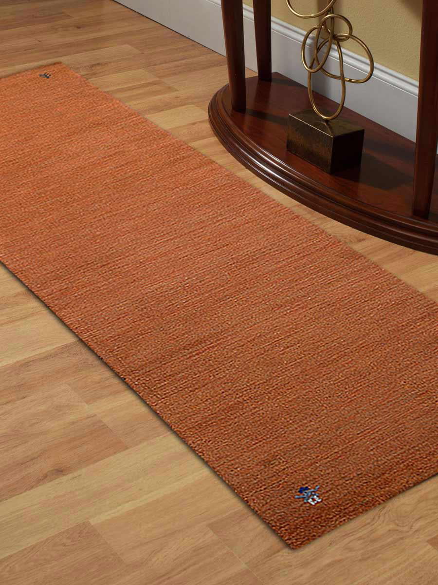 Rugsotic Carpets Hand Knotted Gabbeh Wool 2 6 X 10 Runner Rug Solid Brown Red L00098