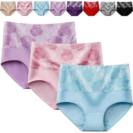 Women s Underwear High Waisted Ladies Cotton Panties Soft Full Coverage Briefs 3 Pack (Regular & Plus Size)