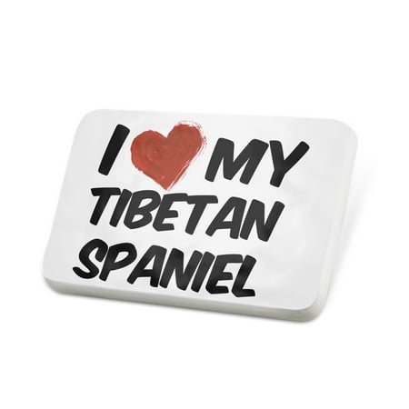 Porcelein Pin I Love my Tibetan Spaniel Dog from Tibet Lapel Badge – NEONBLOND