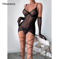 thumbnail image 2 of Yimunancy-Conjunto de lencería de malla transparente para mujer, vestido Sexy con espalda descubierta, Sexy, erótico, sólido, ropa de dormir, 2 of 5