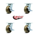 thumbnail image 2 of 5 Inch High Temp Phenolic Swivel Caster Set with Roller Bearings and Brakes SCC, 2 of 2