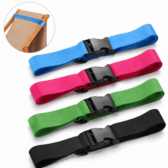 4‑Pack Adjustable Beach Towel Bands, Windproof Elastic Chair Towel Straps for Beach Cruise Pool Chairs, 4‑Color Assorted