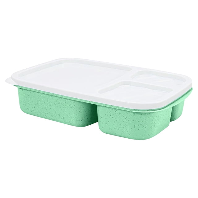 NAOJIE 3 Compartment Lunch Container & Reusable Snack Containers & Microwave and Dishwasher Safe(Green),Bento Box,Lunchable Container,Snack Containers for Kids