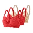 thumbnail image 2 of Underwire Bras for Women Push up Plus Size Solid Color Lightweight Supportive Bras Women's Lace Underwear with Padded Gather Daily Bra Beige 44, 2 of 4