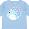 thumbnail image 4 of Inktastic Happy 2nd Birthday with Cute Narwhal Stars and Bubbles Boys or Girls Long Sleeve Toddler T-Shirt, 4 of 5